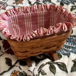 1992 🧺 Longaberger MINI CRADLE Basket w/Fabric & Plastic Liner